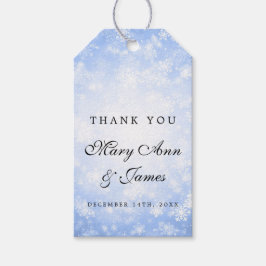 Huwelijksgunsttag Blauw Winter Wonderland Cadeaulabel