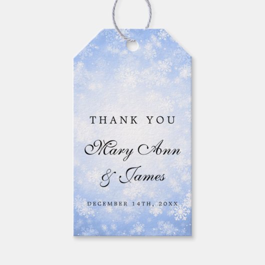 Huwelijksgunsttag Blauw Winter Wonderland Cadeaulabel (Voorkant)