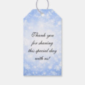 Huwelijksgunsttag Blauw Winter Wonderland Cadeaulabel (Achterkant)