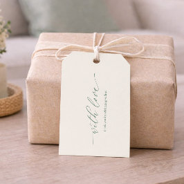Huwelijksgunsttag met liefde – Minimaal saliegroen Cadeaulabel