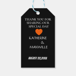 Huwelijksgunsttag met namen en datum op maat cadeaulabel