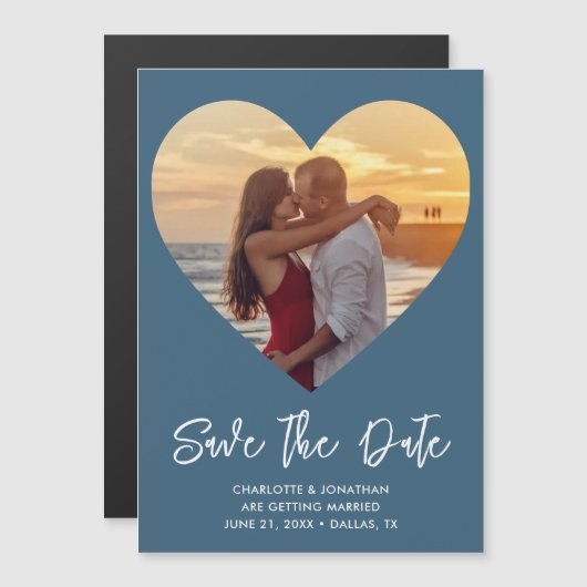 Huwelijkshart Bewaar de datum Foto Magnetische Kaa (Voorkant / Achterkant)