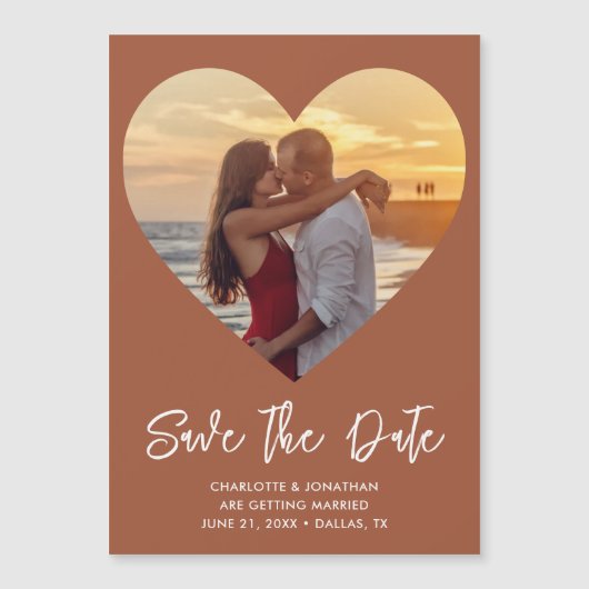 Huwelijkshart Bewaar de datum Foto Magnetische Kaa (Voorkant)