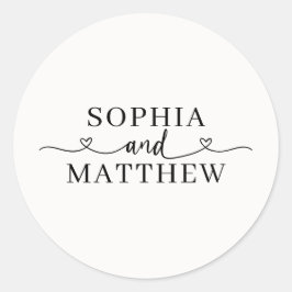 Huwelijkshart Naam Script Ronde Sticker