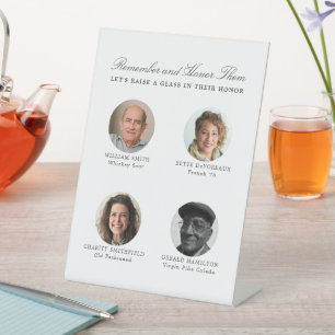 Huwelijksherdenking Vier foto Cocktail Menu Reclamebord Met Voetstuk