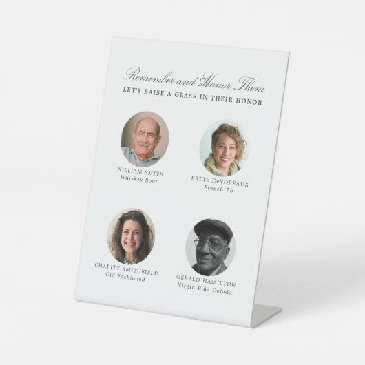 Huwelijksherdenking Vier foto Cocktail Menu Reclamebord Met Voetstuk (Voorkant)