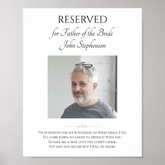 Huwelijksherdenkingsfoto Vader van de Bruid Bewaar Poster (Voorkant)