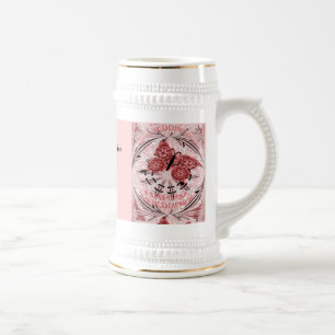 huwelijksherinneringen; Butterfly Dusty Pink Bierpul