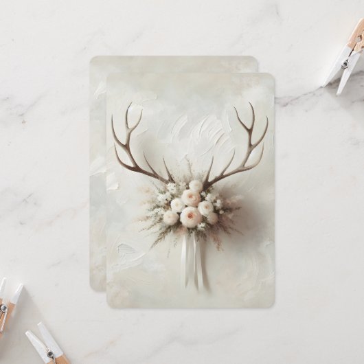 Huwelijkshertengewei met bruidsboeket kaart (Voorkant / Achterkant in situ)