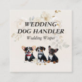 Huwelijkshond Handler Beige Bloemen Vierkante Visitekaartje (Voorkant)