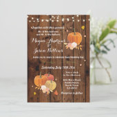 Huwelijkshout Rustieke Pompoen Herfst Herfst Uitno Kaart (Staand voorkant)