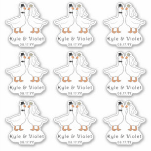 Huwelijksillustratie van Gans Bruid & Bruidegom me Sticker