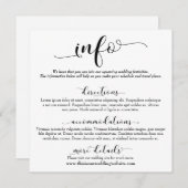 Huwelijksinformatie Elegante Scriptbijlage Kaart (Voorkant / Achterkant)