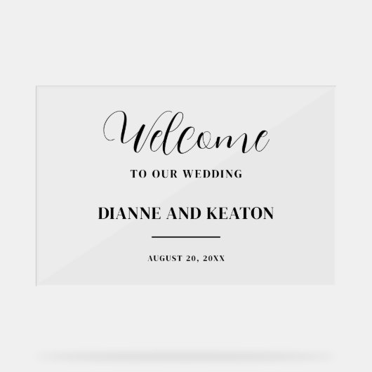 Huwelijksingang Minimalistische Bruiloft Welkom Acryl Bord (Voorkant)
