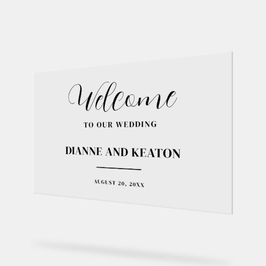 Huwelijksingang Minimalistische Bruiloft Welkom Acryl Bord (Hoek)