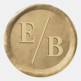 Huwelijksinitiaal waszegelstickers van goud ronde sticker