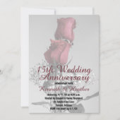 Huwelijksjubileum 15 jaar Twee Rode Rozen Foto Kaart (Voorkant)