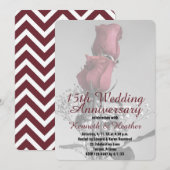 Huwelijksjubileum 15 jaar Twee Rode Rozen Foto Kaart (Voorkant / Achterkant)