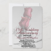 Huwelijksjubileum 15 jaar Twee Rode Rozen Foto Kaart (Voorkant)