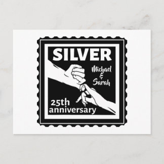 Huwelijksjubileum 25 jaar zilver briefkaart