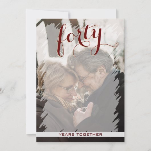 Huwelijksjubileum 40 jaar Modern Foto Kaart (Voorkant)