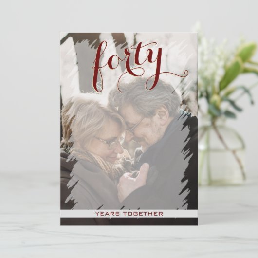 Huwelijksjubileum 40 jaar Modern Foto Kaart (Staand voorkant)