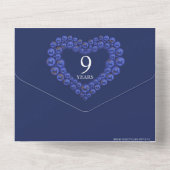 Huwelijksjubileum 9 jaar feest blauw all in one uitnodiging (Achterkant)