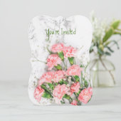 Huwelijksjubileum Anjer Tuin Bloem Uitnodiging (Staand voorkant)