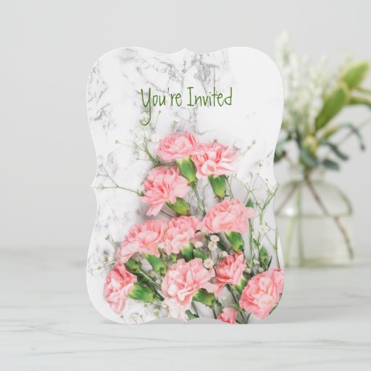 Huwelijksjubileum Anjer Tuin Bloem Uitnodiging (Staand voorkant)