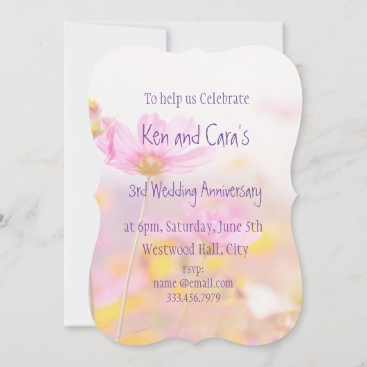 Huwelijksjubileum Cosmos Tuin Bloem Kaart (Achterkant)