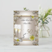 Huwelijksjubileum Crème Gouden Lelie Zilver Kaart (Staand voorkant)