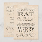 Huwelijksjubileum Diner Eet, Drink en wees Vrolijk Kaart (Voorkant / Achterkant)