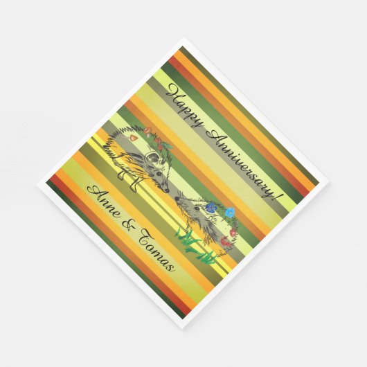 Huwelijksjubileum  Egels Papieren Servetten (Hoek)