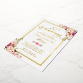 Huwelijksjubileum Elegante Roze Bloemen Echte Goud Folie Uitnodiging (Gedraaid)