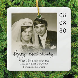 Huwelijksjubileum Foto Hartelijke Boodschap Keramisch Ornament