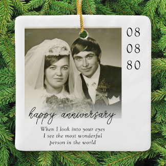Huwelijksjubileum Foto Hartelijke Boodschap Keramisch Ornament