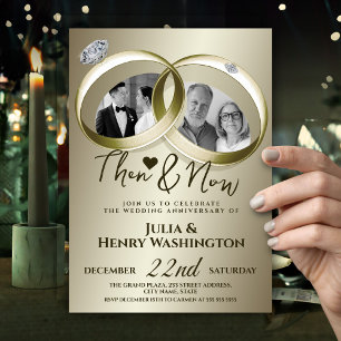 Huwelijksjubileum Foto 'Toen & Nu' Kaart