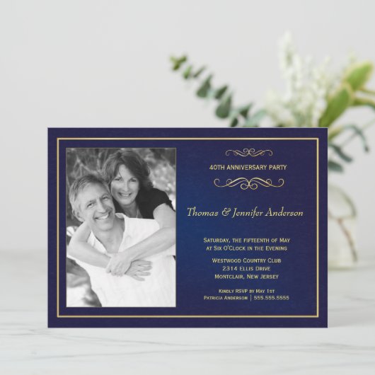 Huwelijksjubileum Foto Uitnodigingen - 40-jarig (Staand voorkant)