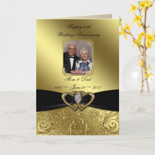 Huwelijksjubileum Foto Wenskaart Vijftigjarig Huwe Kaart (Gele Bloem)