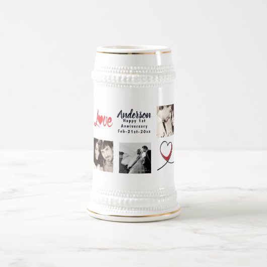 Huwelijksjubileum FOTOCOLLAGE Cadeau - Modern Bierpul (Center)