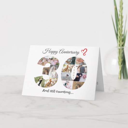 Huwelijksjubileum fotokaart 30 jaar bedankkaart (Voorkant)