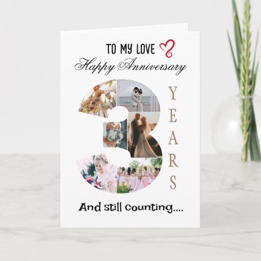 Huwelijksjubileum fotokaart 3 jaar kaart (Voorkant)