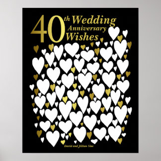 Huwelijksjubileum gastboek 40 jaar getrouwd poster