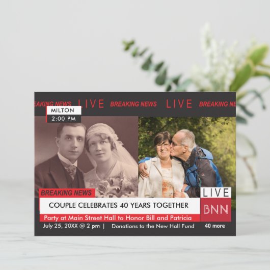 Huwelijksjubileum Geloften Vernieuwing Breaking Ne Kaart (Staand voorkant)