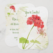 Huwelijksjubileum Geranium Tuin Bloem Uitnodiging (Voorkant / Achterkant)