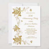 Huwelijksjubileum Goud diamant bloem wit Kaart (Voorkant)