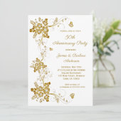 Huwelijksjubileum Goud diamanten bloem wit Kaart (Staand voorkant)