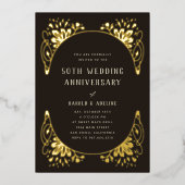 Huwelijksjubileum Goud Folie Uitnodiging (Voorkant)