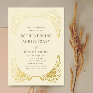 Huwelijksjubileum Goud Folie Uitnodiging