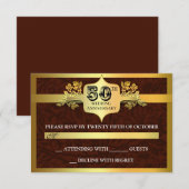 Huwelijksjubileum gouden RSVP-kaarten RSVP Kaartje (Voorkant / Achterkant)